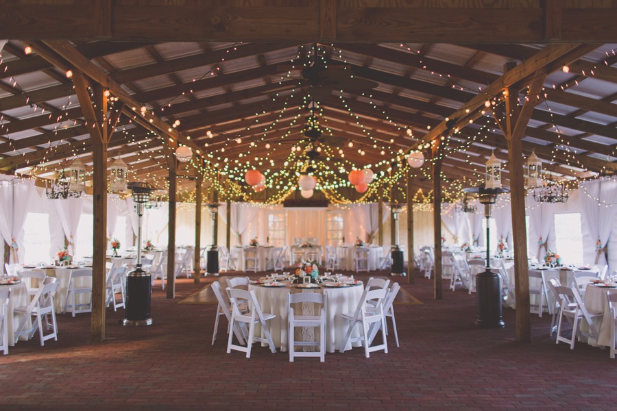 Peach and Blue Rustic Barn Wedding Reception | Rustic, Cross Creek Ranch Wedding in Tampa Bay