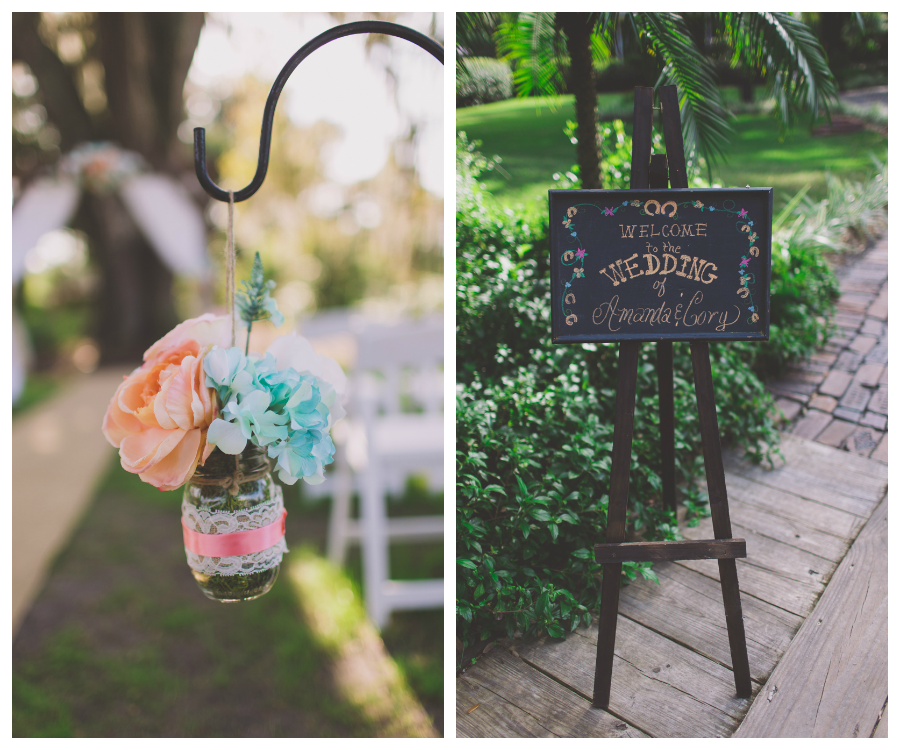 Peach and Blue Rustic Wedding Ceremony Decor & Chalkboard Wedding Sign | Rustic, Cross Creek Ranch Wedding in Tampa Bay