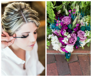 Purple and Teal Peacock Themed Wedding Bridal Bouquet