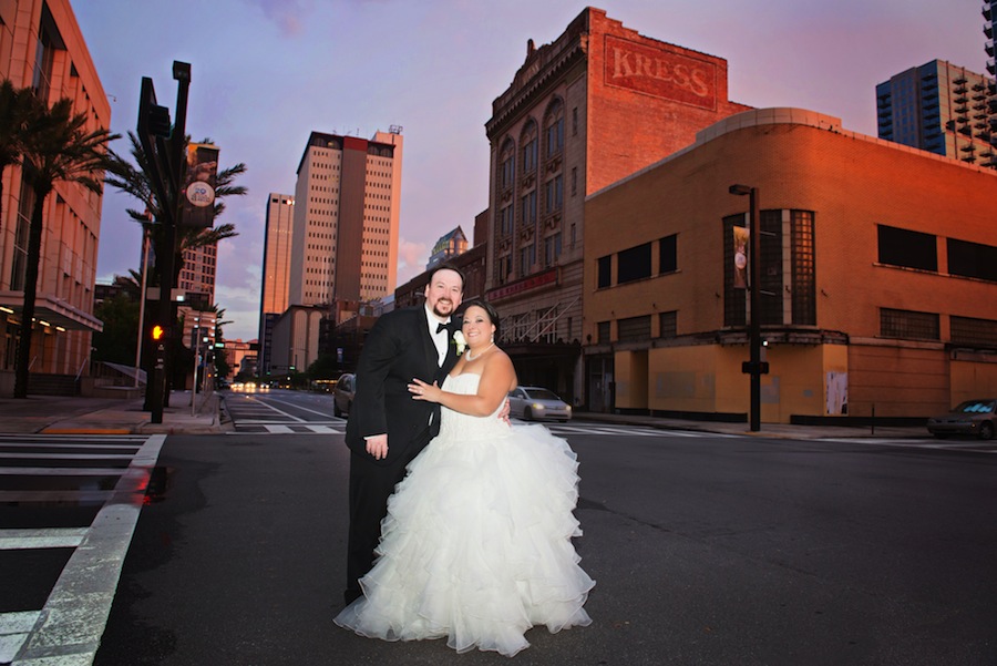 Downtown Tampa Bride and Groom Wedding Portrait | Melissa Lauren Images