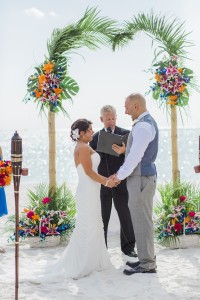 Destination Siesta Key Beach Wedding Ceremony | Tropical Beach Wedding Ceremony Decor