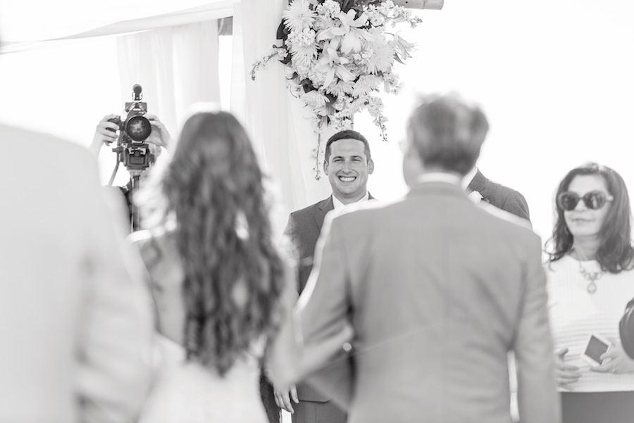 Groom Watching Bride Walk Down Wedding Aisle | Marc Edwards Photographs