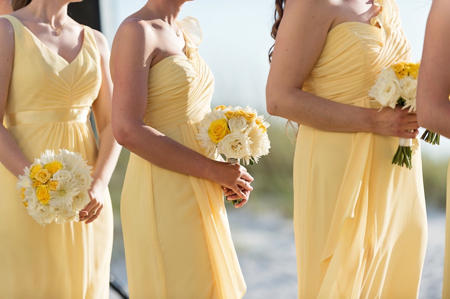 Canary Yellow David's Bridal Bridesmaid Dresses | Yellow Wedding Bouquet