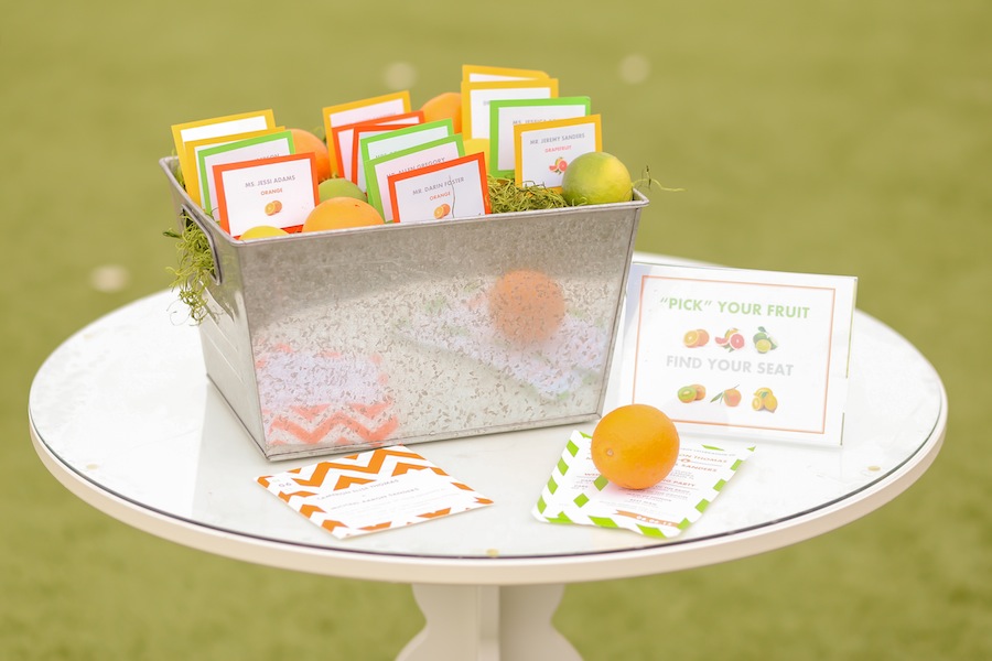 Orange and Lime Wedding Place Cards | Citrus Themed St. Pete Beach Wedding