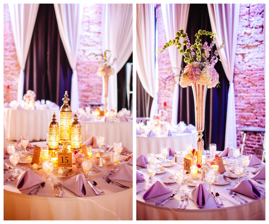 Lantern, Candle Wedding Centerpieces | Tall Purple Wedding Centerpieces