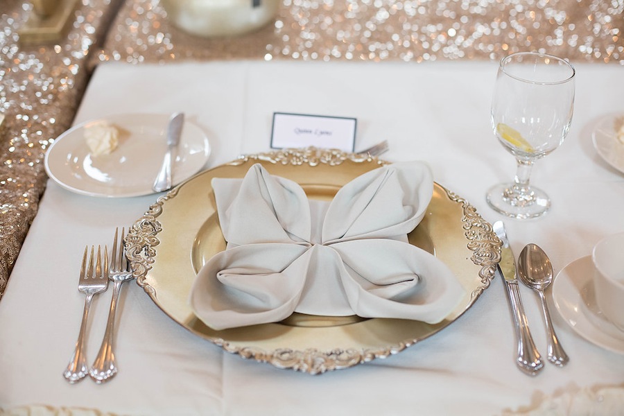 Vintage Gold Chargers with Wedding Napkins