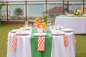 Lemon, Orange and Lime Wedding Centerpieces | Orange and Green Citrus Themed St. Pete Beach Wedding| Blue Skies Events