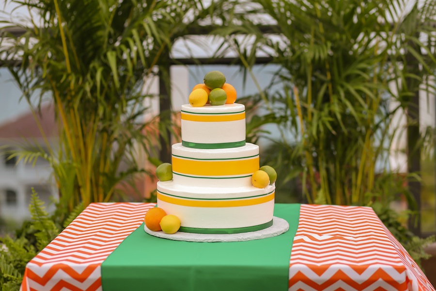 Orange and Green Wedding Cake | Citrus Themed St. Pete Beach Wedding