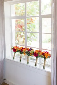 Orange and Red Tropical Beach Wedding Bouquets