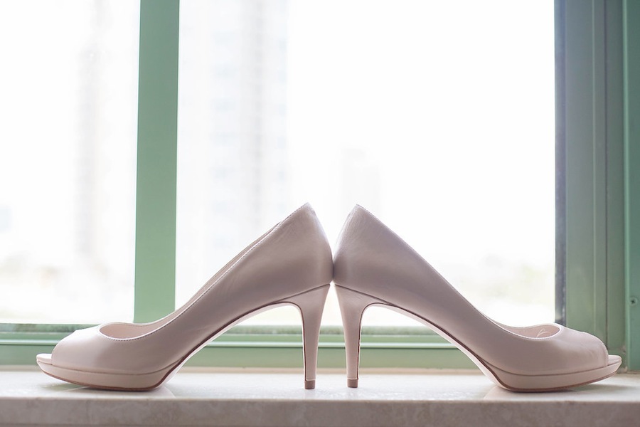 White Open Toed Wedding Shoes