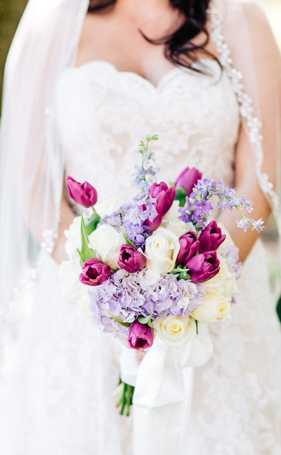 Lavender, Fuschia Purple and White Wedding Bouquet