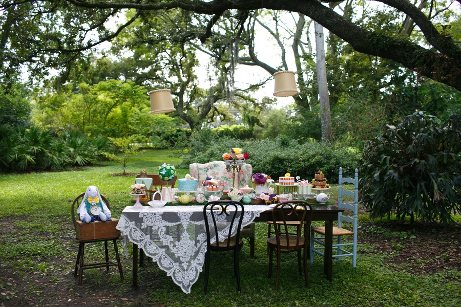 Alice in Wonderland Vintage Furniture Rentals Wedding Decor | Tampa Wedding Venue USF Botanical Gardens | Tufted Vintage Rentals