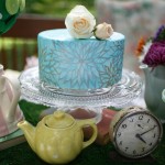 Alice in Wonderland Blue Tea Party Wedding Cake | Tampa Wedding Venue USF Botanical Gardens | Chefin Pastries