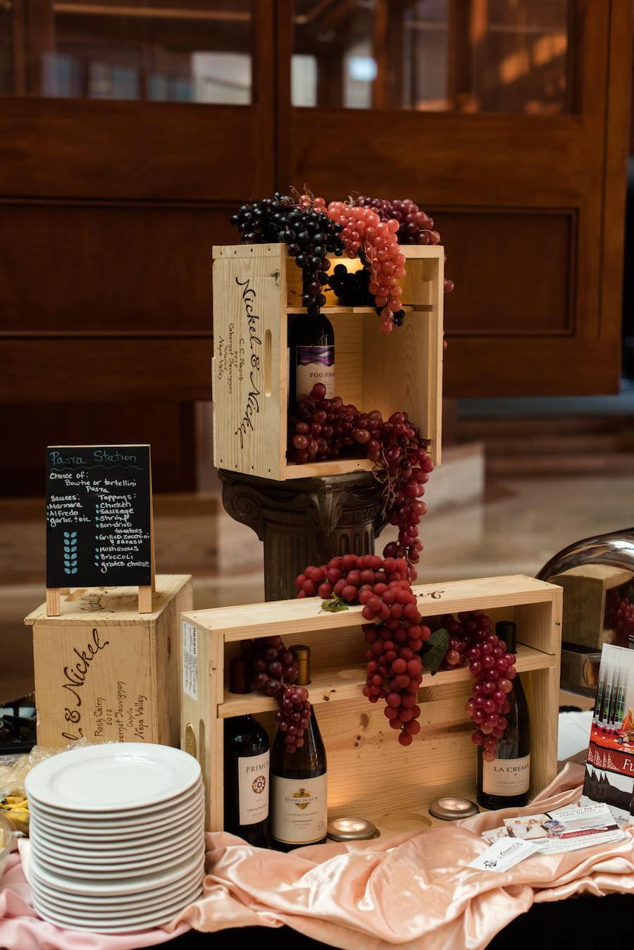 Italian Wine and Grape Wedding Display | St. Petersburg Wedding Caterer Amici's Catering