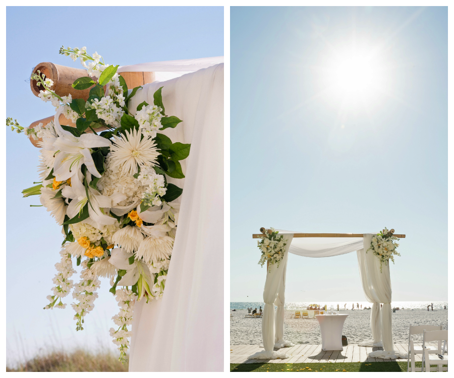White Flowing Beach Wedding Alter/Chuppah | Sandpearl Resort Clearwater Beach Wedding