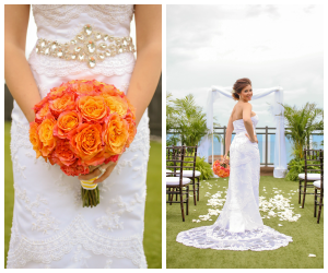 Orange Wedding Bouquet | All Brides 2 Be Lace Wedding Dress | Hotel Zamora Styled Shoot Blue Skies Events