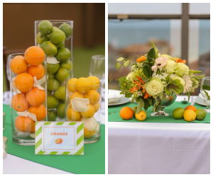 Lemon, Orange and Lime Wedding Centerpieces | Orange and Green Citrus Themed St. Pete Beach Wedding