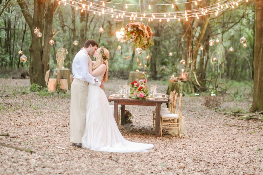 Rustic, Outdoor Wedding with Hanging String Lights | St. Pete Wedding Planner Blue Skies Events
