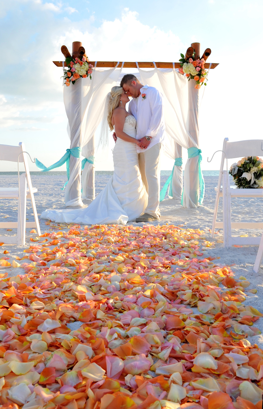 Tampa Bay Beach Wedding Rose Petal Wedding Aisle Runner Beach