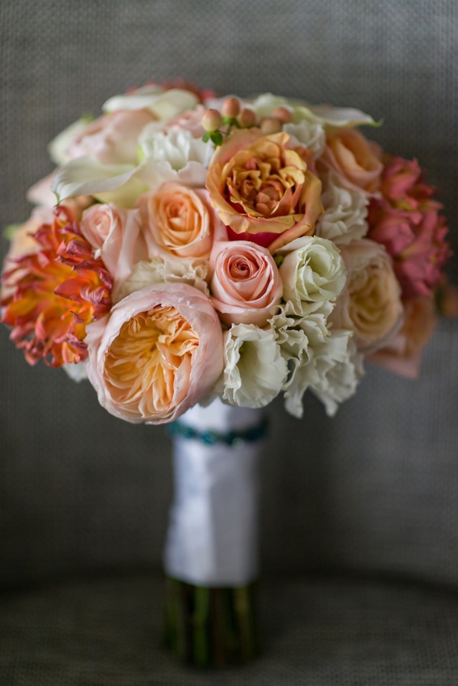 Orange and Pink Pastel Wedding Bouquet | Tampa Bay Wedding Florist Andrea Layne Floral Designs