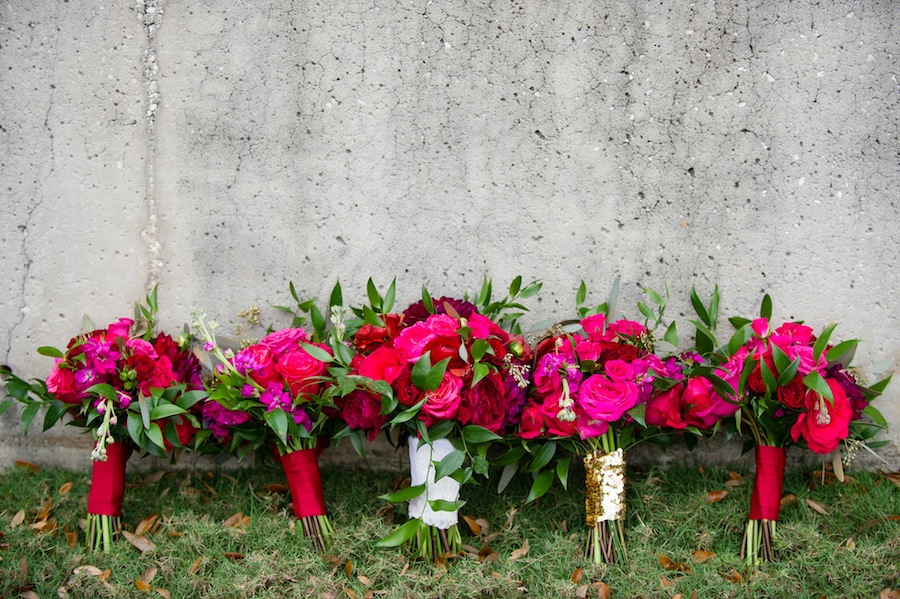 Bright Pink and Dark Red Wedding Bouquet | Tampa Bay Wedding Florist Andrea Layne Floral Designs