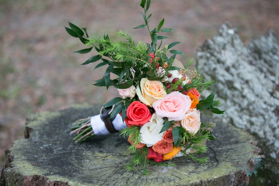 Pastel Orange and Pink Wedding Bouquet with Greenery | Tampa Bay Wedding Florist Andrea Layne Floral Designs
