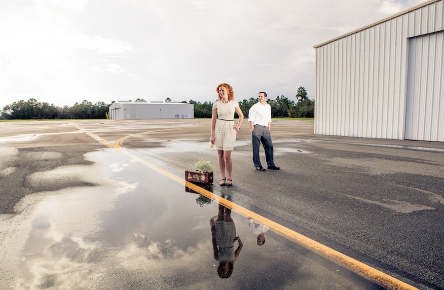 Vintage Suitcases and Luggage | Plant City Vintage Airport Engagement Shoot