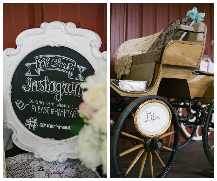 Wedding Instagram Hashtag Chalkboard Sign | Rustic Wooden Cart Wedding Gift Table