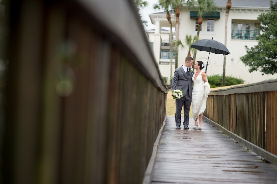 Wedding Bride & Groom Wedding Portrait in the Rain at New Tampa Wedding Venue Tampa Palms Golf & Country Club | Tampa Wedding Photographer Marc Edwards Photographs