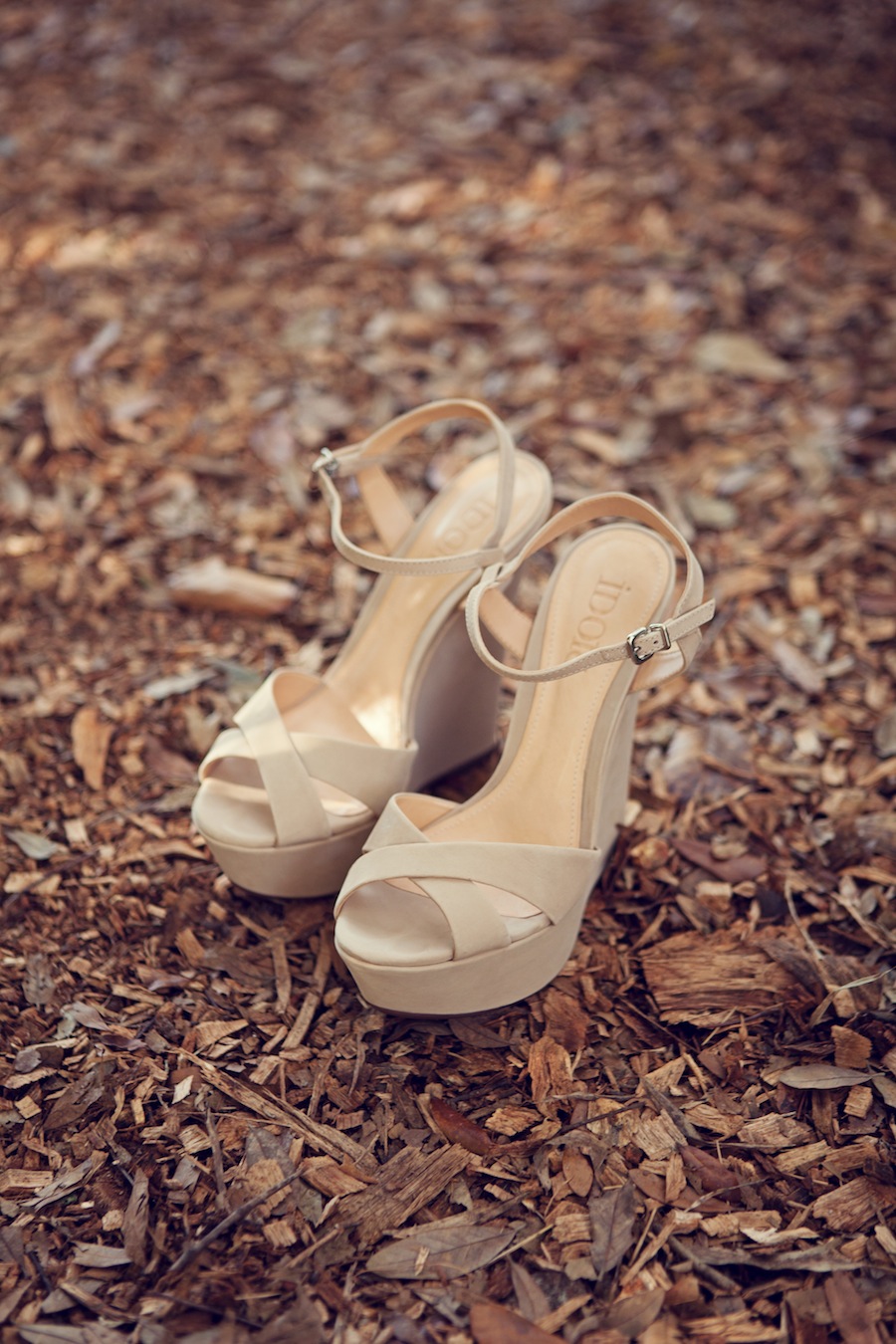 Tan, Nude Wedding Wedges | Open-Toe Strappy Wedding Shoes