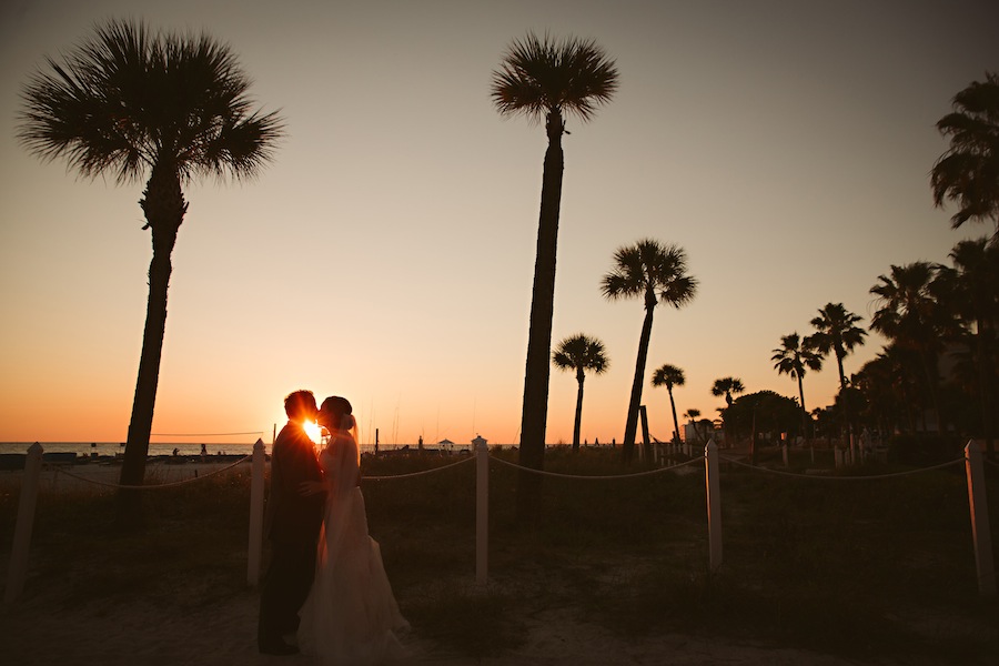 St. Pete Beach Wedding Portrait | Bride and Groom Sunset on Florida Beach