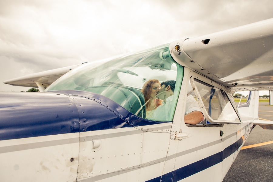 Engagement Session in Plane | Plant City Vintage Airport Engagement Shoot