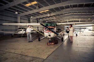 Airplane in Hanger Engagement Session | Plant City Vintage Airport Engagement Shoot