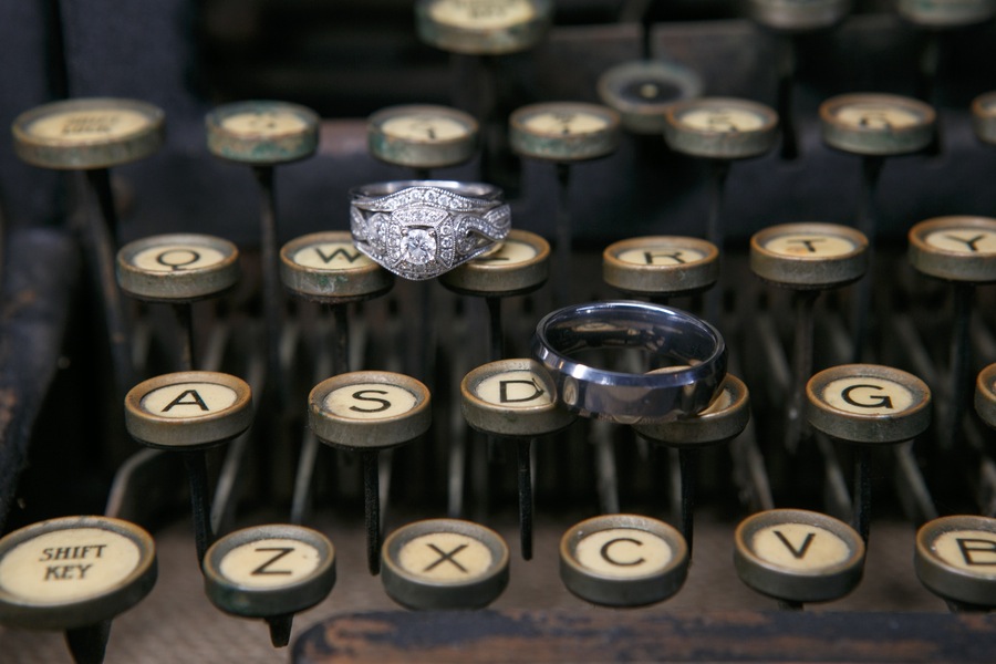 Wedding Rings on Vintage Typewriter | Tampa Wedding Photographer Carrie Wildes Photography