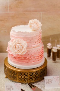 Blush Pink Wedding Cake with Flowers