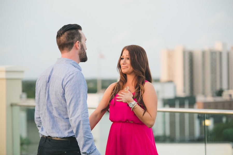 Downtown St. Pete Rooftop Surprise Wedding Engagement | Roohi Photography