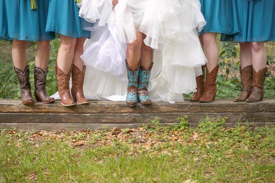 Bridesmaids & Bride in Cowboy Boots | Rustic Tampa Bay Wedding Cross Creek Ranch