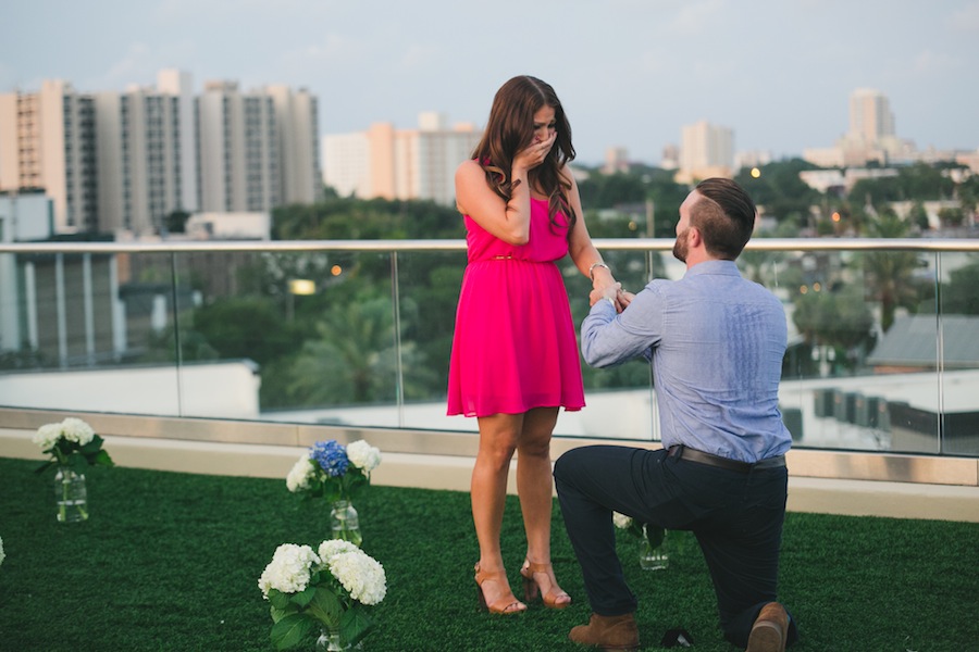 Downtown St. Pete Rooftop Surprise Wedding Engagement | Roohi Photography