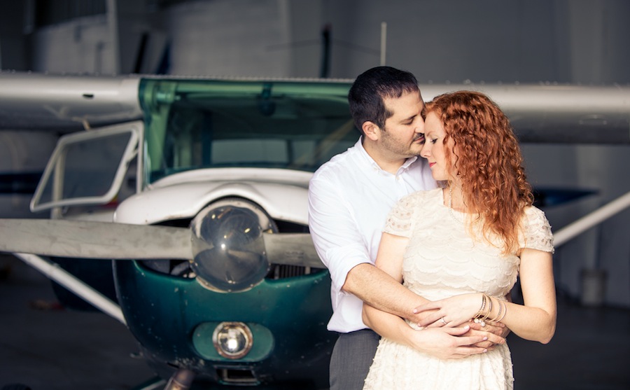 Airplane in Hanger Engagement Session | Plant City Vintage Airport Engagement Shoot