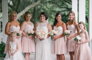 Rustic, Lace Mary's Bridal Wedding Dress | Blush Pink, Lace Bridesmaid Dresses