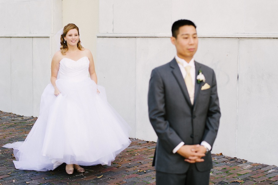 Bride and Groom Wedding Day First Look | Downtown St. Pete Wedding