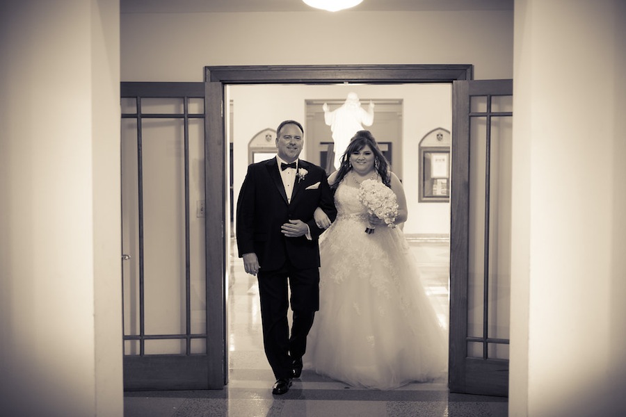 Bride Walking Down Aisle with Father| Academy of Holy Names Wedding Ceremony