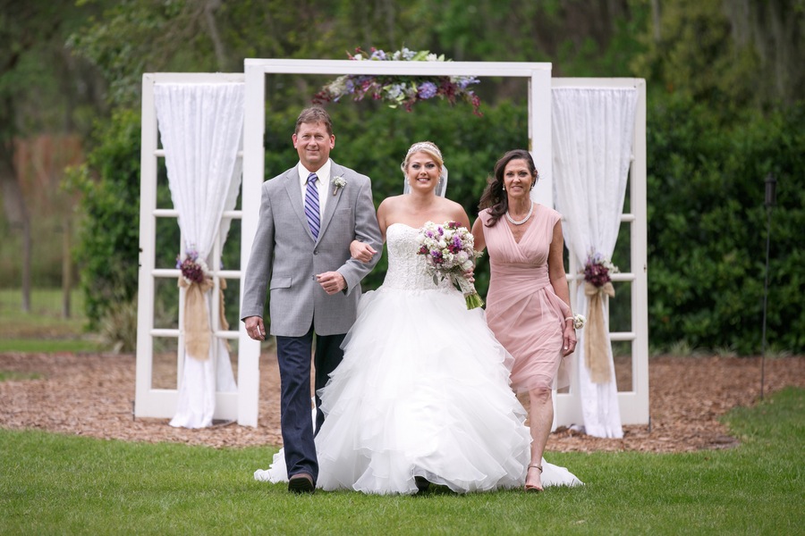 Bride Walking Down Aisle | Tampa Rustic Wedding Venue Cross Creek Ranch Outdoor Wedding