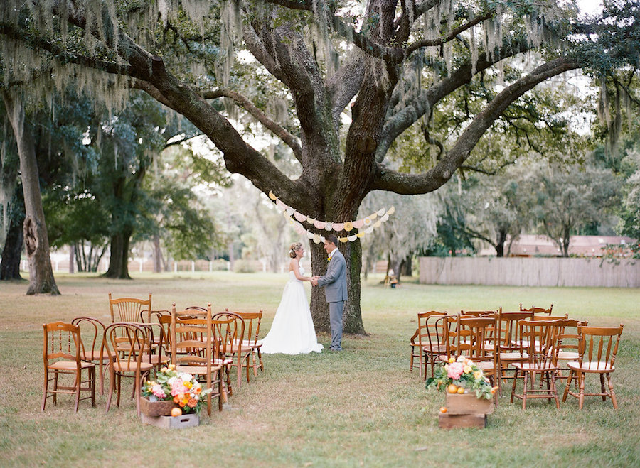 Outdoor Rustic Wedding with Rentals from Tampa Bay Tufted Vintage Rentals