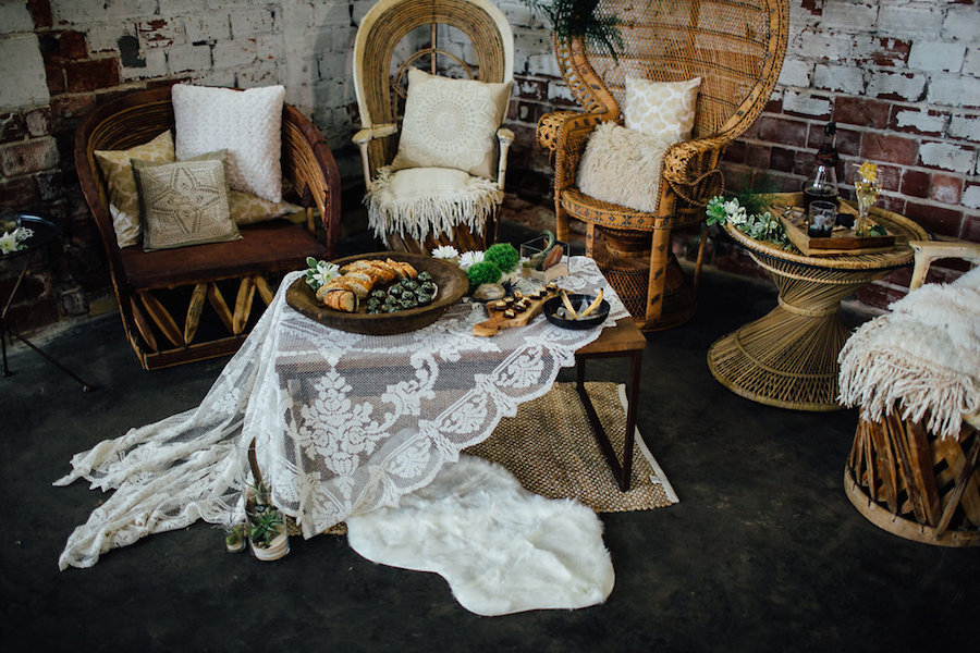 Wedding Furniture and Chair Rentals from Tampa Bay Tufted Vintage Rentals at brick Tampa Bay Venue Rialto Theatre