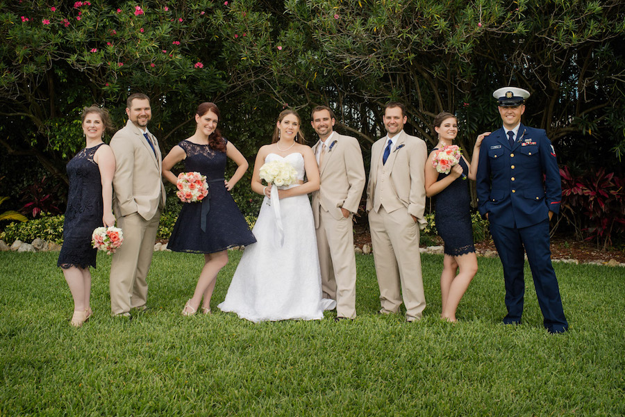 Navy Blue Lace Bridesmaids Dresses | Bridal Party Wedding Portrait | Tampa Wedding Photographer Jeff Mason Photography