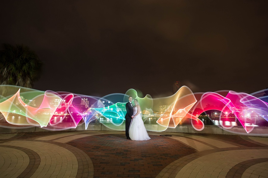 Tampa Bride and Groom Wedding Portrait with Unique Lighting | Tampa Wedding Photographer Lisa Otto Photography