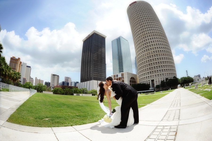 Bride and Groom Wedding Portrait | Downtown Tampa Wedding Park