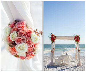 Peach and Orange Sarasota Beach Jewish Wedding Ceremony with Chuppah
