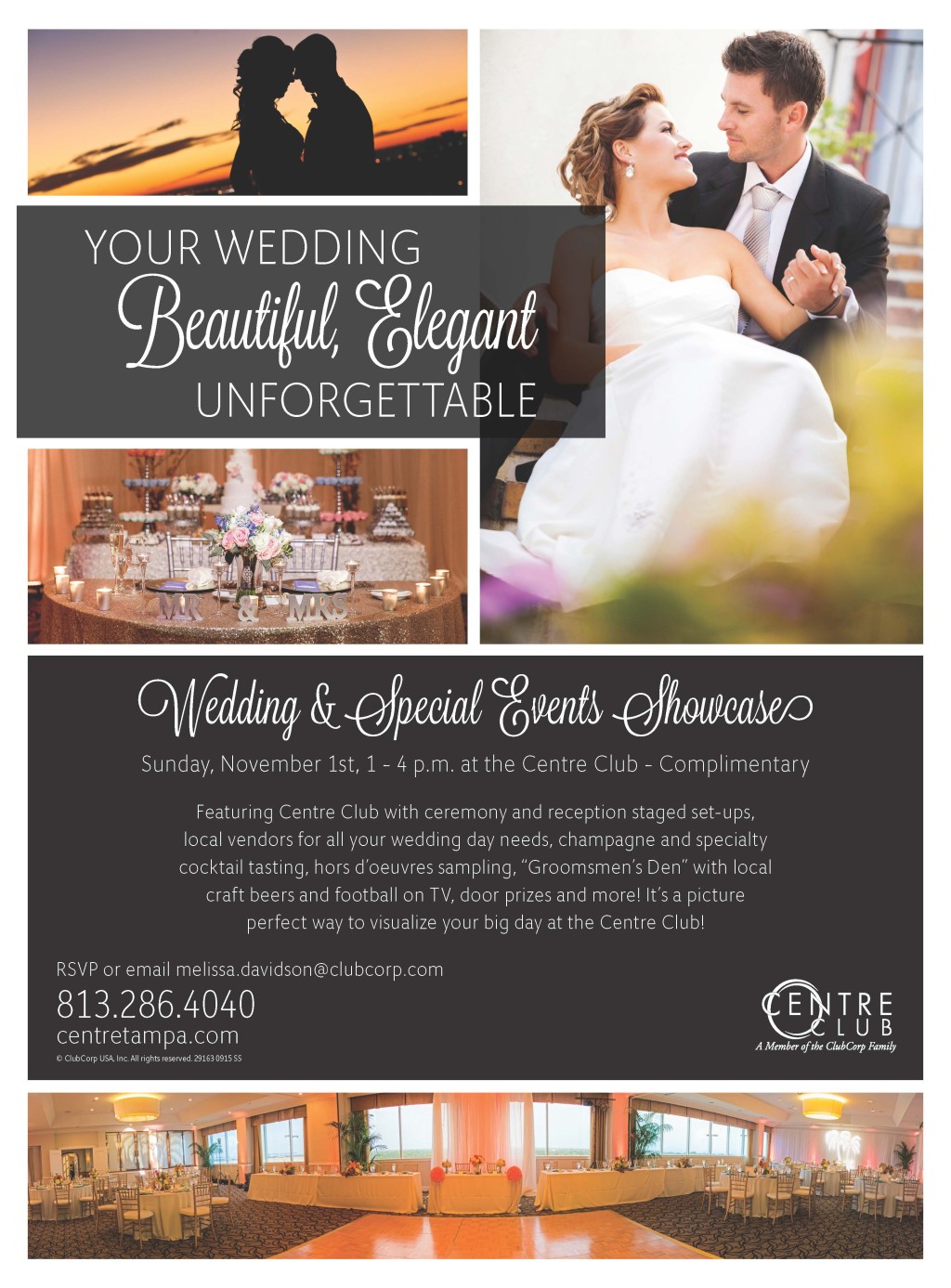 Centre Club Wedding and Special Event Showcase | Tampa Bridal Show, Sunday, November 1, 2015